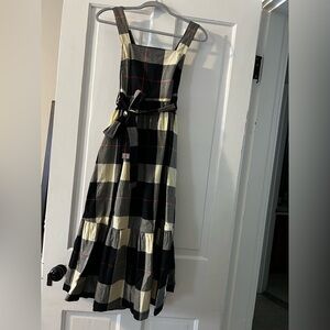 Urban Outfitters Black and White Cross Strap Prairie, Plaid Maxi